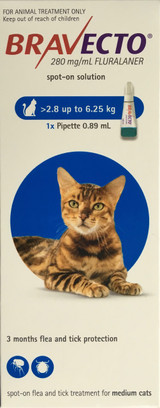 Bravecto Spot-on for Medium Cats: 2.8 - 6.25kg