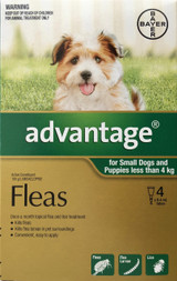 Advantage for Small Dogs under 4kg - 4 Pack