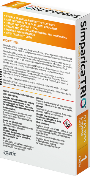 Simparica Trio Tablets Puppy (1.3-2.5kg) - Single