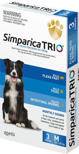 Simparica Trio for Medium Dogs (10.1–20 kg)