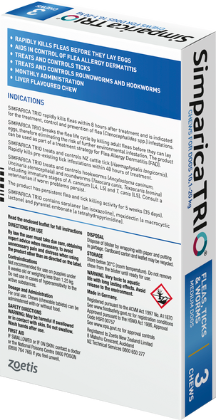 Simparica Trio Tablets Medium dog (10.1-20kg) - 3 Pack