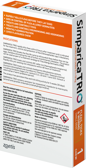 Simparica Trio Tablets Small dog (5.1-10kg) - Single