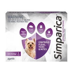 Simparica chewable for small dogs 2.6-5kg