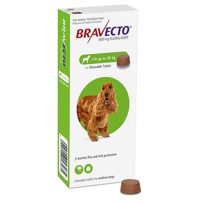 Bravecto chewable tablet for medium dogs 10–20 kg