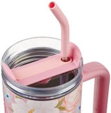 God is With Her Pink Floral 40 oz Stainless Steel Tumbler with Straw