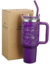 New Mercies Purple Floral 40 oz Stainless Steel Tumbler with Straw - Lamentations 3:22-23