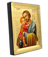 Saint Joseph Silk Screen Icon – Gold & Engraved Wood