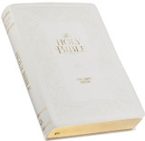 White Floral Faux Leather Giant Print Standard-size King James Version Bible with Thumb Index