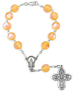 Round Orange Glass Bead Auto Rosary