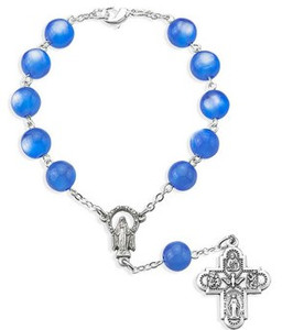Round Royal Blue Glass Bead Auto Rosary
