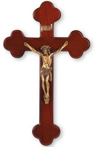 10" Dark Cherry Crucifix with Museum Gold Tone Corpus