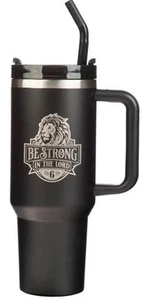 Be Strong in the Lord Black 40 Oz Tumbler with Straw - Ephesians 6:10