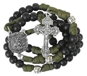 Rugged Corded Catholic Paracord Rosary Necklace with St. Michael Medal & Pardon Crucifix