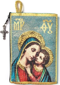 Madonna and Child Tapestry Rosary Pouch