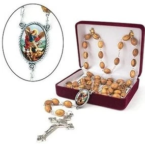 Holy Land St. Michael the Archangel Olive Wood Rosary