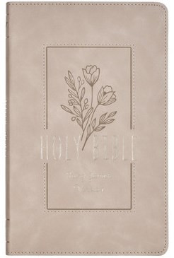 Taupe Floral Faux Leather King James Version Gift Edition Bible