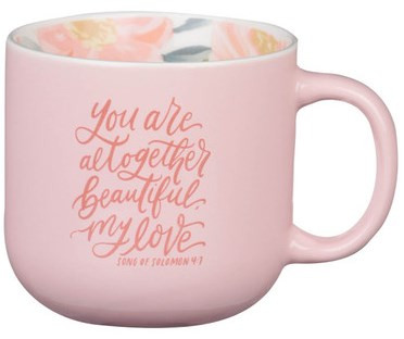 Altogether Beautiful Pink Floral Ceramic Coffee Mug – Song of Solomon 4:7