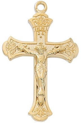 18" Gold Over Sterling Crucifix