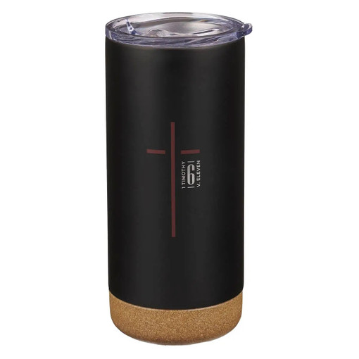 Man of God Black Stainless Steel Tumbler - 1 Timothy 6:11