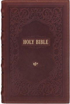 Chestnut Brown Full-grain Leather Giant Print Standard-size King James Version Bible with Thumb Index