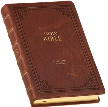 Triple Pane Frame Saddle Tan Full-grain Leather King James Version Deluxe Gift Bible with Thumb Index