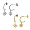 Snowflake hoop dangle earring with cubic zirconia