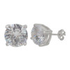 Round Cubic Zirconia prong set stud-Sterling