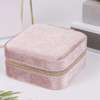 Square velvet jewellery box-pink