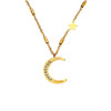Almeria cz moon and star necklace-Gold