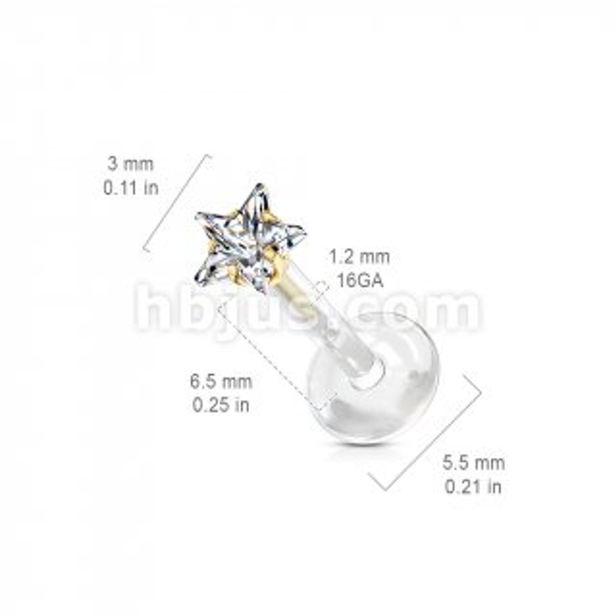 Cubic Zirconia star labret   Cubic Zirconia star labret