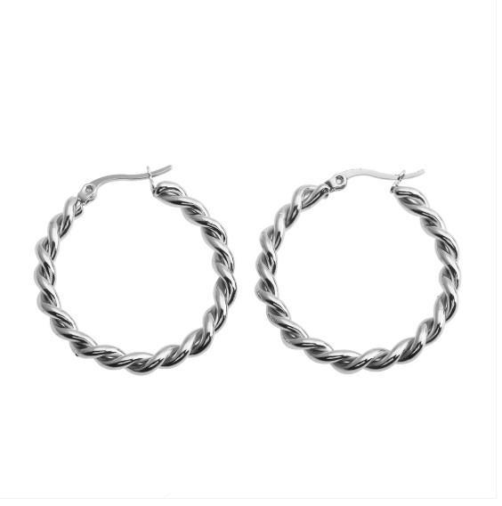 Suki twisted rope hoop-white gold