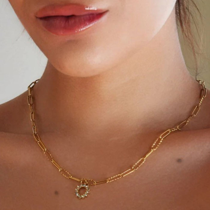 Fretta sun paperclip necklace-Gold