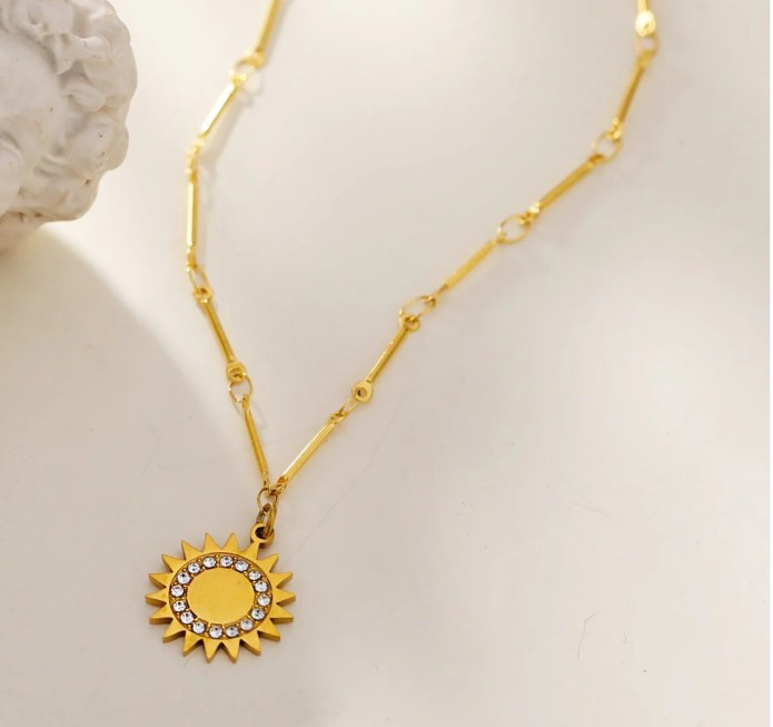 Nomia sunburst cubic zirconia necklace-gold