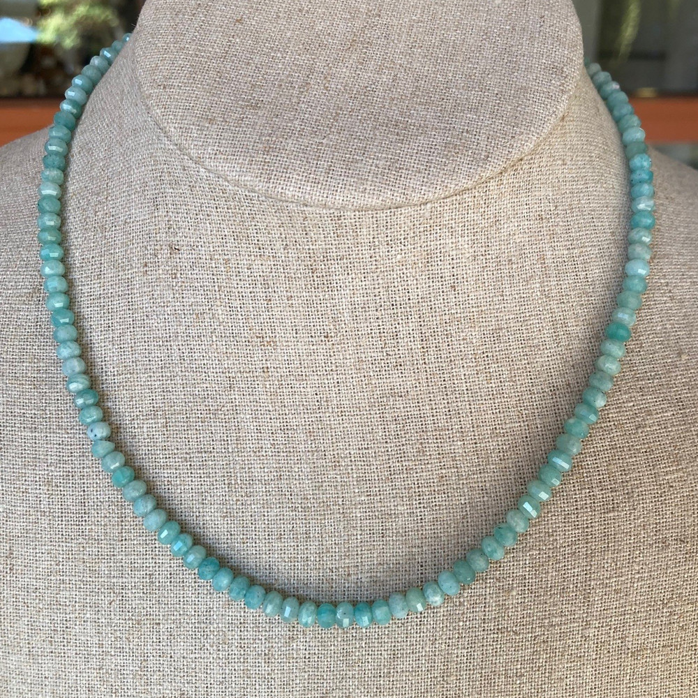 Faceted amazonite choker
