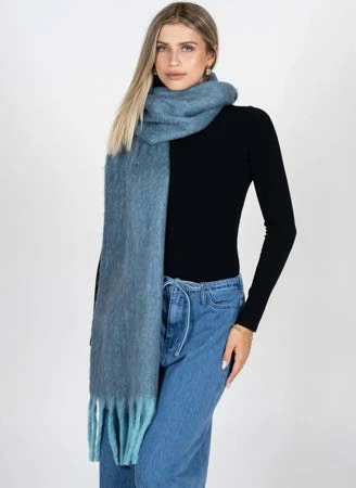 Plush blanket scarf-denim