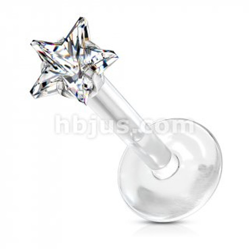 Cubic Zirconia star labret-surgical steel