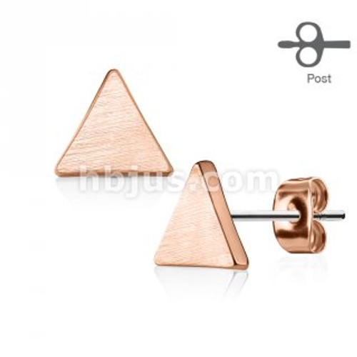 Triangle stud earring-rose gold plated