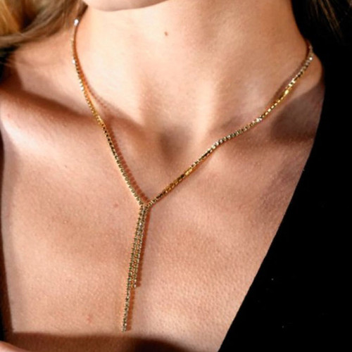 Diana pave lariat necklace