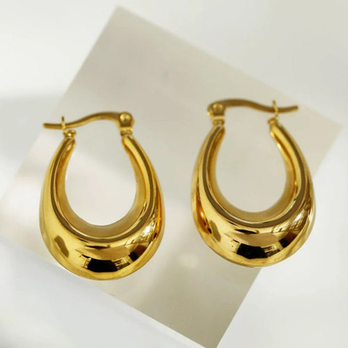 Arina chunky oval hoop-gold