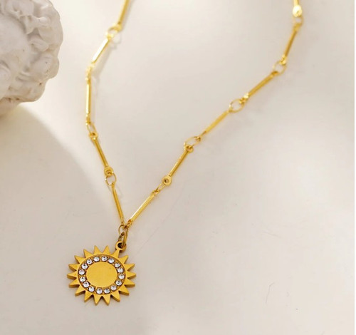 Nomia sunburst cubic zirconia necklace-gold