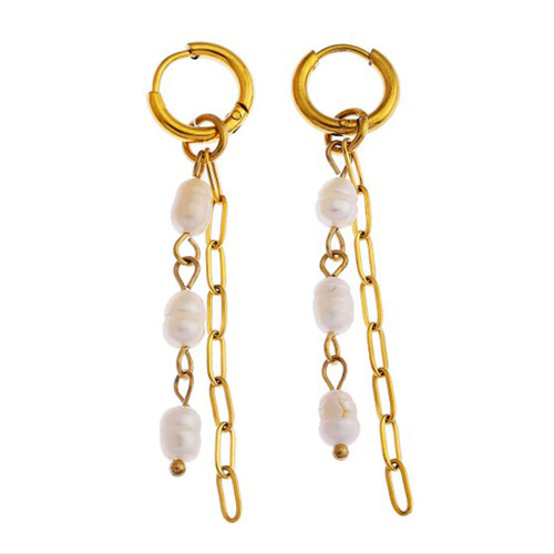 Ailia 3 pearl drop hoop
