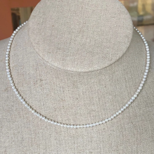 Tiny beaded pearl choker