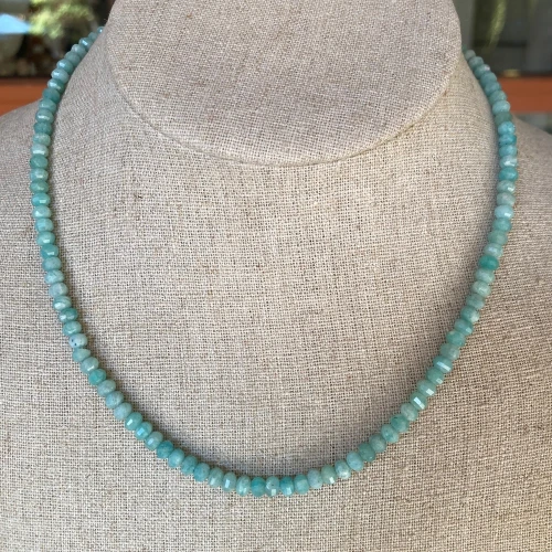 Faceted amazonite choker