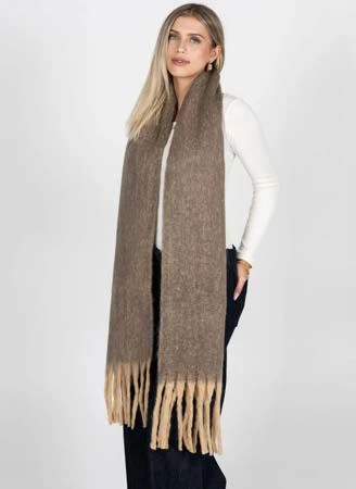 Plush blanket scarf-taupe