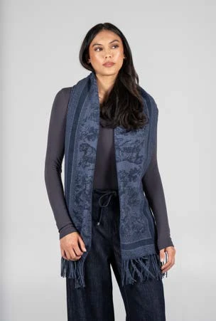 Printed pattern scarf-Blue
