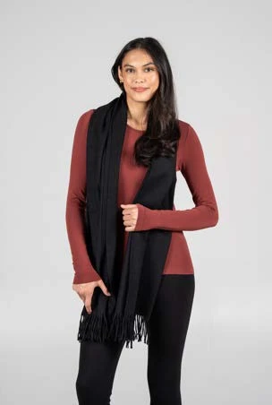 Viscose blend scarf-black