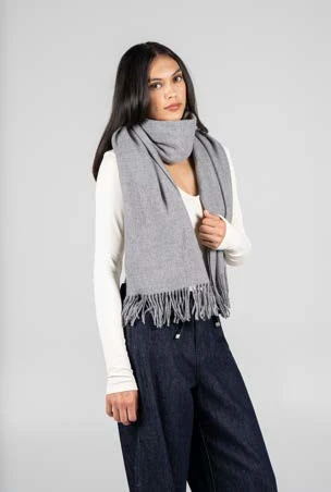 Viscose blend scarf-Heather grey