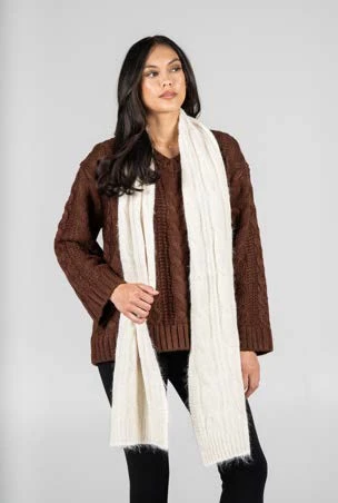Wool blend scarf-Ivory