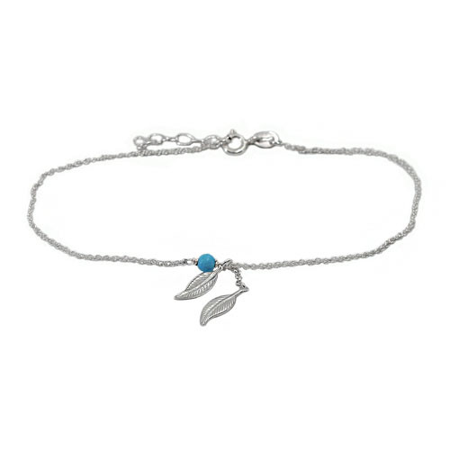 Anklet w/leaf and turq