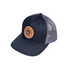The Qualified Captain Leather Patch Trucker Hat - Navy/Charcoal